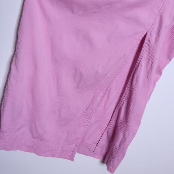 FREE PEOPLE Looking Stunning Midi Dress Pink Ruched Low Back Slit Hem Women's XS - Picture 7 of 15